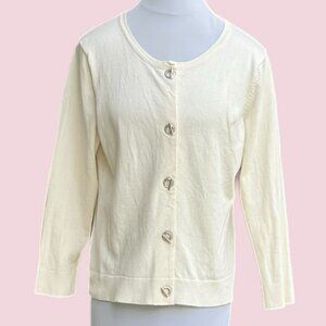 philosophy Cream Off White Light Knit Jacket Cardigan Large Lg
